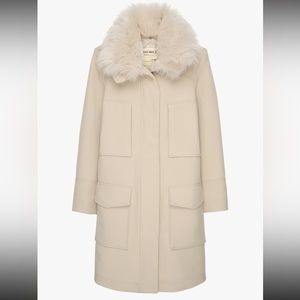Zara WL CT 11 - coat with removable fur flap - size M - NWT